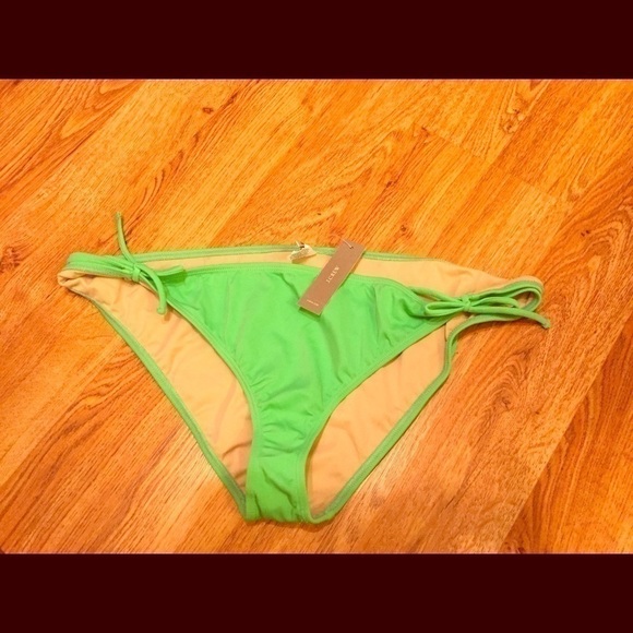 J.Crew Side Tie Bikini Bottom Made in USA NWT XL Green Swim - Picture 3 of 6